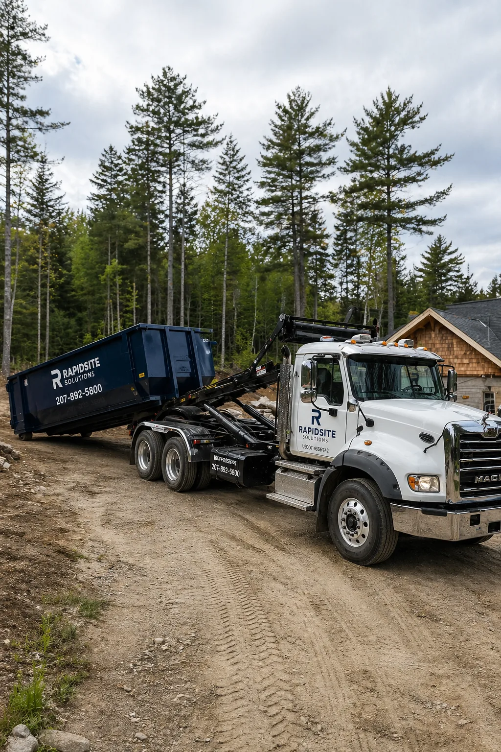 RapidSite Solutions roll-off dumpster truck in York County Maine